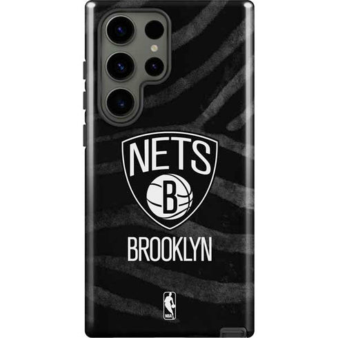 NBA Brooklyn Nets Black Animal Print Galaxy S23 Ultra Pro Case