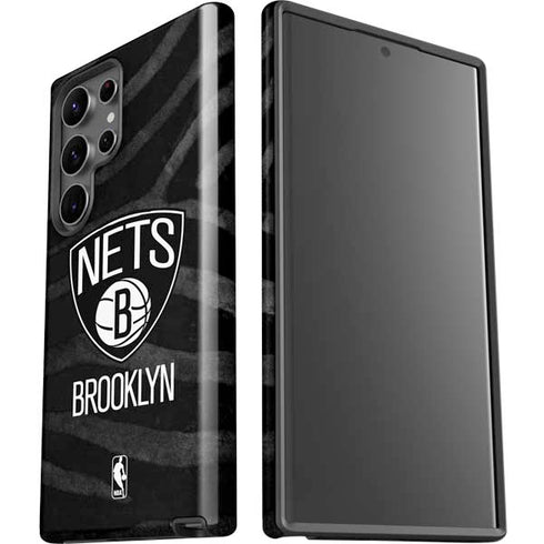NBA Brooklyn Nets Black Animal Print Galaxy S23 Ultra Pro Case