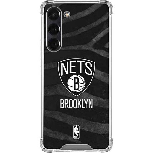 NBA Brooklyn Nets Black Animal Print Galaxy S24 FE Clear Case