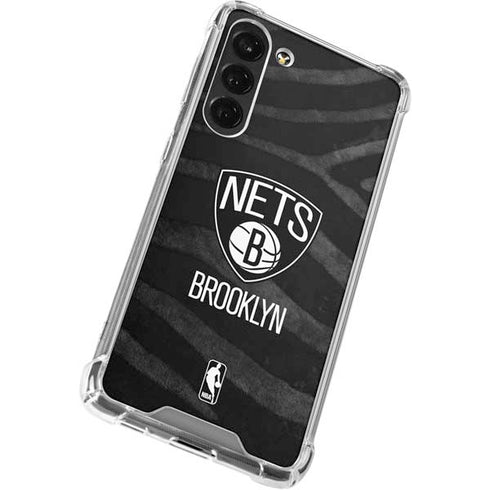 NBA Brooklyn Nets Black Animal Print Galaxy S24 FE Clear Case