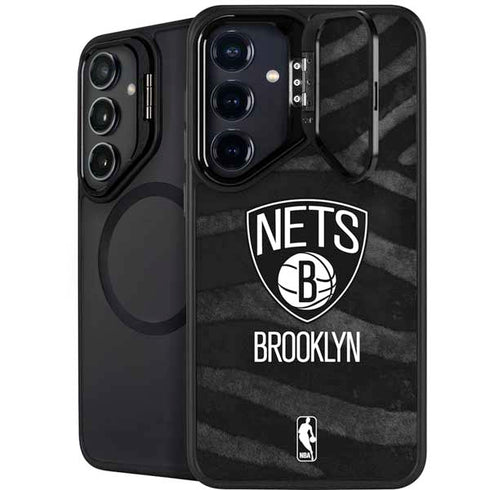 NBA Brooklyn Nets Black Animal Print Galaxy S24 FE Kickstand Case