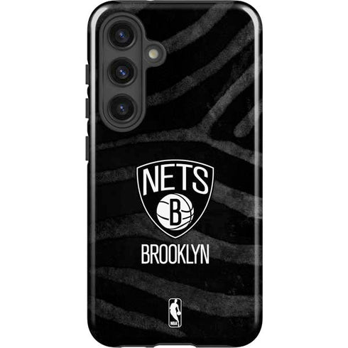 NBA Brooklyn Nets Black Animal Print Galaxy S25 Impact Case