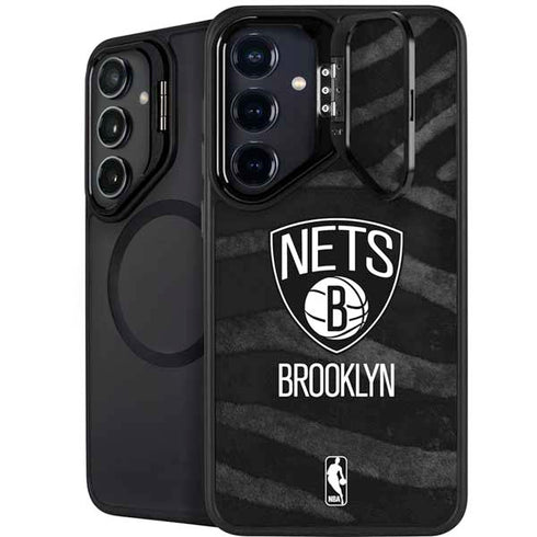 NBA Brooklyn Nets Black Animal Print Galaxy S24 Kickstand Case
