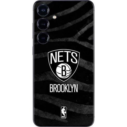 NBA Brooklyn Nets Black Animal Print Galaxy S25 Plus Skin