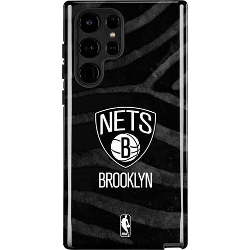 NBA Brooklyn Nets Black Animal Print Galaxy S25 Ultra Impact Case