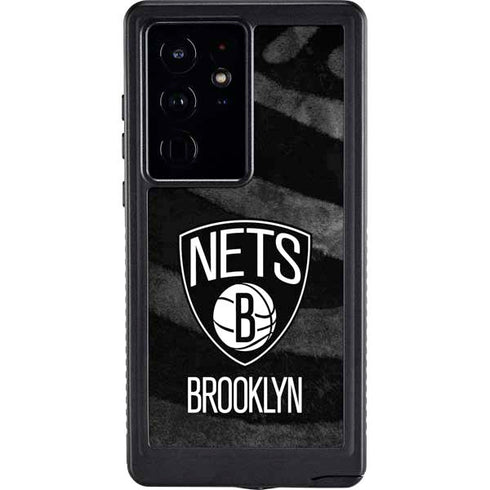 NBA Brooklyn Nets Black Animal Print Galaxy S24 Ultra Waterproof Case