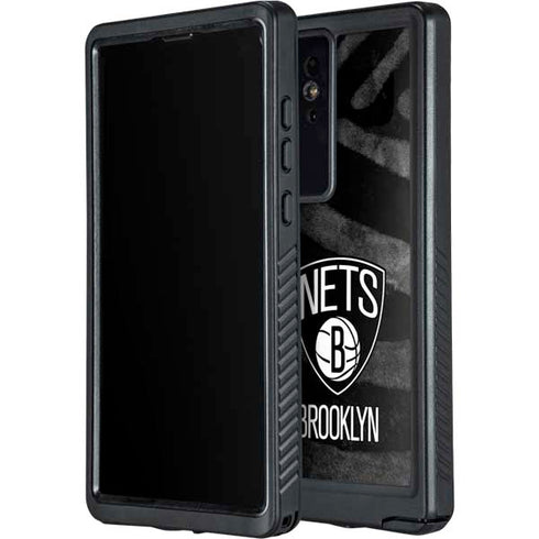 NBA Brooklyn Nets Black Animal Print Galaxy S24 Ultra Waterproof Case