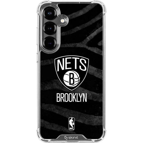NBA Brooklyn Nets Black Animal Print Galaxy S26 Plus Clear Case
