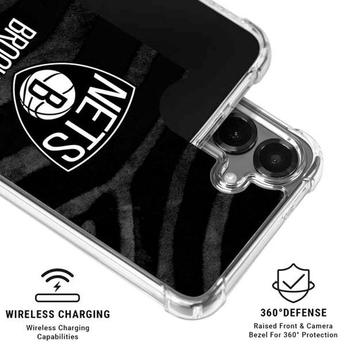 NBA Brooklyn Nets Black Animal Print Galaxy S26 Plus Clear Case