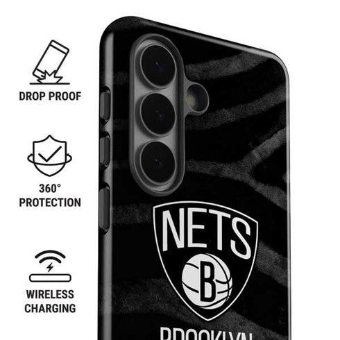 NBA Brooklyn Nets Black Animal Print Galaxy S26 Plus Impact Case