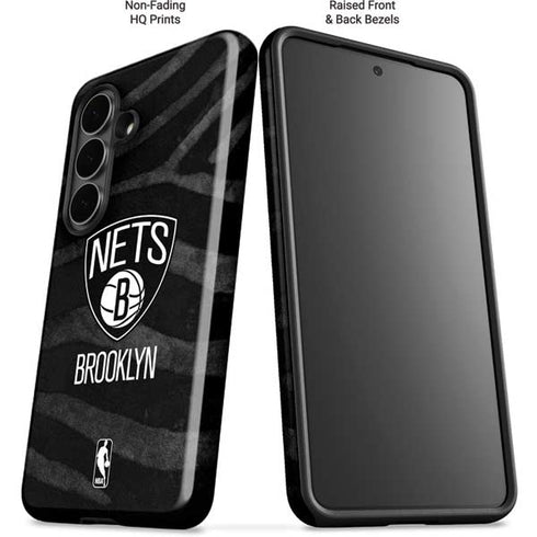 NBA Brooklyn Nets Black Animal Print Galaxy S26 Plus Impact Case