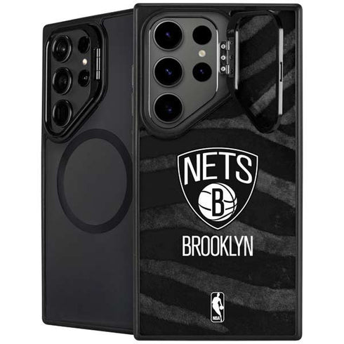 NBA Brooklyn Nets Black Animal Print Galaxy S26 Ultra Kickstand Case