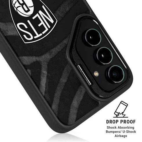 NBA Brooklyn Nets Black Animal Print Galaxy S26 Ultra Kickstand Case
