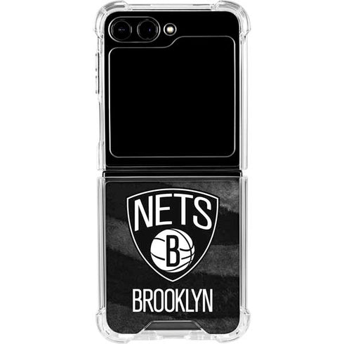 NBA Brooklyn Nets Black Animal Print Galaxy Z Flip6 Clear Case