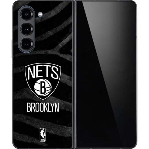 NBA Brooklyn Nets Black Animal Print Galaxy Z Fold5 5G Skin