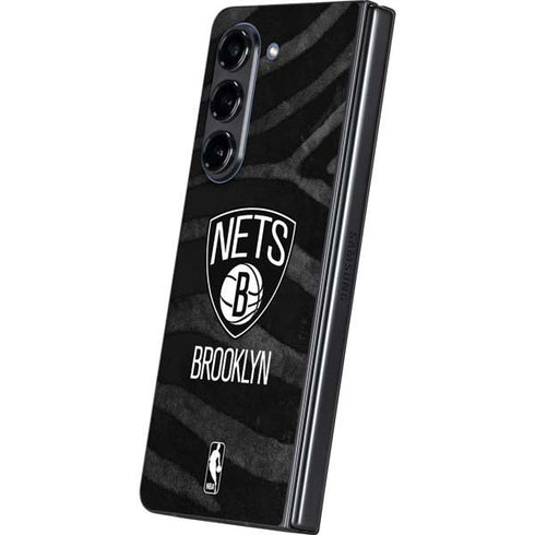NBA Brooklyn Nets Black Animal Print Galaxy Z Fold5 5G Skin