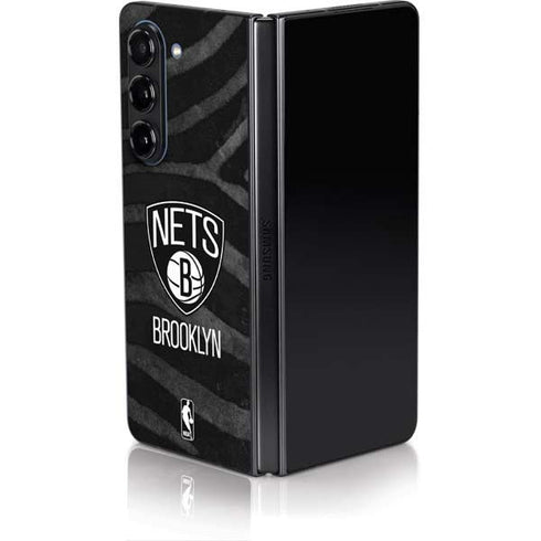 NBA Brooklyn Nets Black Animal Print Galaxy Z Fold5 5G Skin