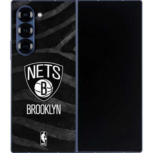 NBA Brooklyn Nets Black Animal Print Galaxy Z Fold6 Skin