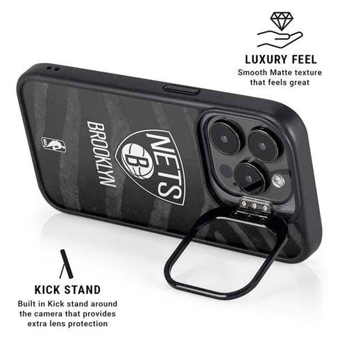 NBA Brooklyn Nets Black Animal Print iPhone 13 Pro Kickstand Case