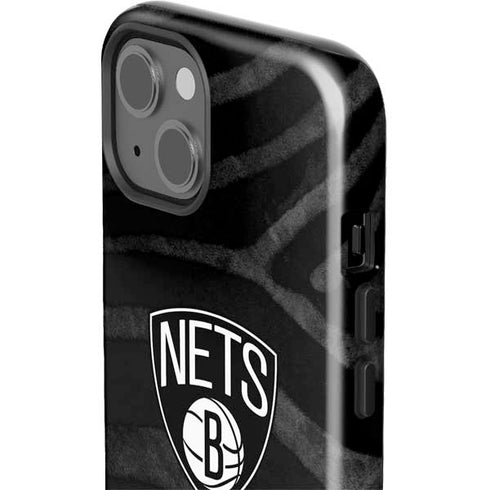 NBA Brooklyn Nets Black Animal Print iPhone 15 Impact Case