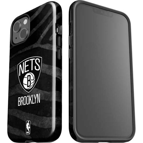 NBA Brooklyn Nets Black Animal Print iPhone 15 Impact Case