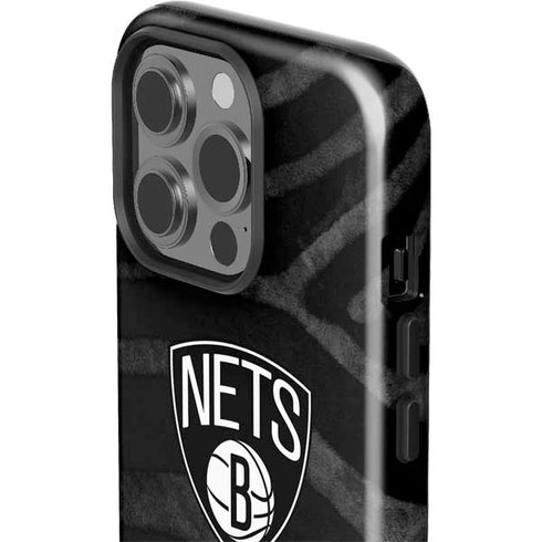 NBA Brooklyn Nets Black Animal Print iPhone 15 Pro Impact Case