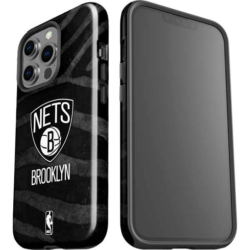 NBA Brooklyn Nets Black Animal Print iPhone 15 Pro Impact Case
