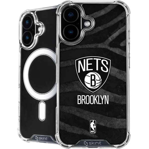 NBA Brooklyn Nets Black Animal Print iPhone 16 MagSafe Case