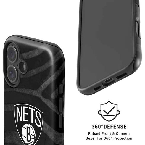 NBA Brooklyn Nets Black Animal Print iPhone 16 Plus Magsafe Impact Case