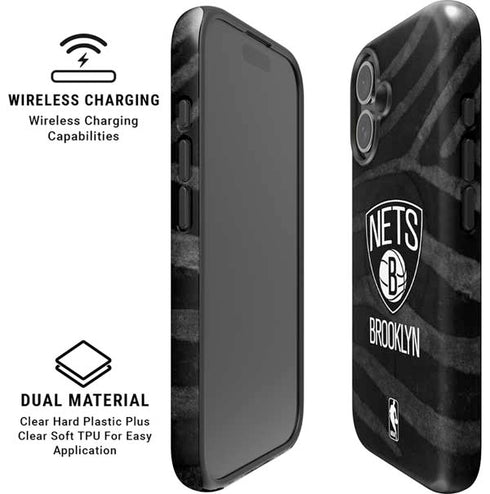NBA Brooklyn Nets Black Animal Print iPhone 16 Plus Magsafe Impact Case