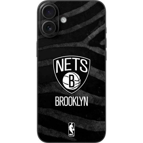 NBA Brooklyn Nets Black Animal Print iPhone 16 Plus Skin