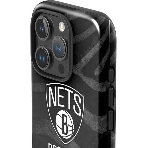 NBA Brooklyn Nets Black Animal Print iPhone 16 Pro Impact Case