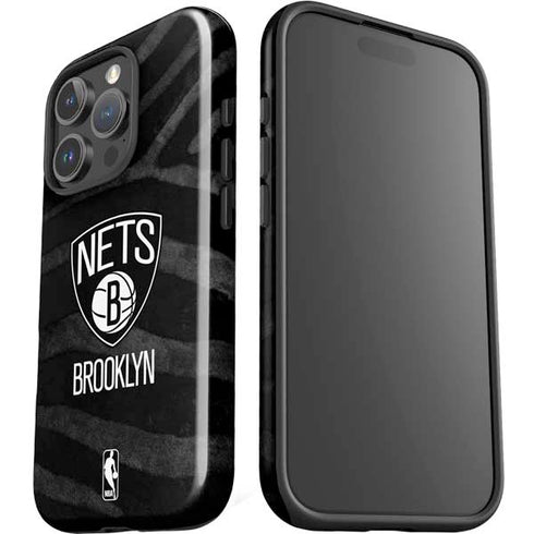 NBA Brooklyn Nets Black Animal Print iPhone 16 Pro Max Impact Case