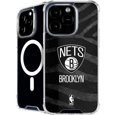 NBA Brooklyn Nets Black Animal Print iPhone 16 Pro Max MagSafe Case