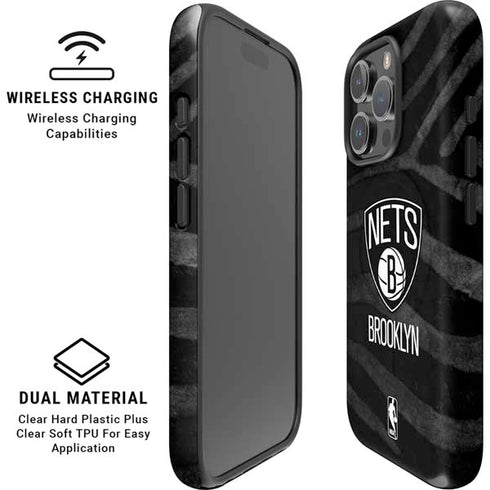 NBA Brooklyn Nets Black Animal Print iPhone 16 Pro Max Magsafe Impact Case