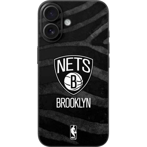 NBA Brooklyn Nets Black Animal Print iPhone 16 Skin