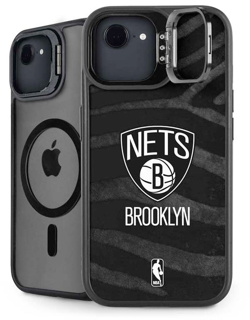NBA Brooklyn Nets Black Animal Print iPhone 16e Kickstand Case