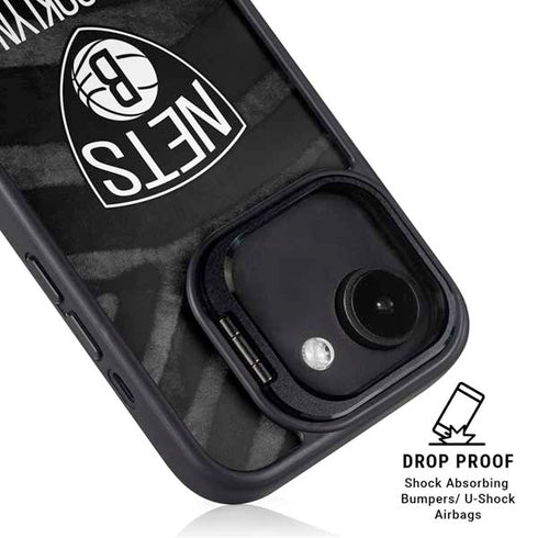 NBA Brooklyn Nets Black Animal Print iPhone 16e Kickstand Case