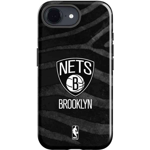 NBA Brooklyn Nets Black Animal Print iPhone 16e Impact Case
