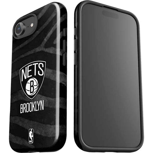 NBA Brooklyn Nets Black Animal Print iPhone 16e Impact Case