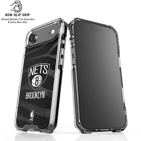 NBA Brooklyn Nets Black Animal Print iPhone 17 Air Clear Case