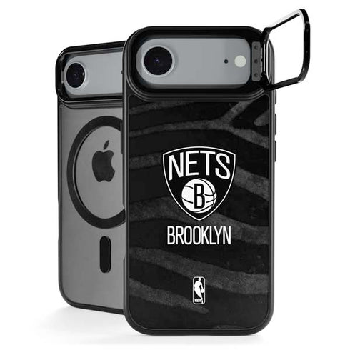 NBA Brooklyn Nets Black Animal Print iPhone 17 Air Kickstand Case