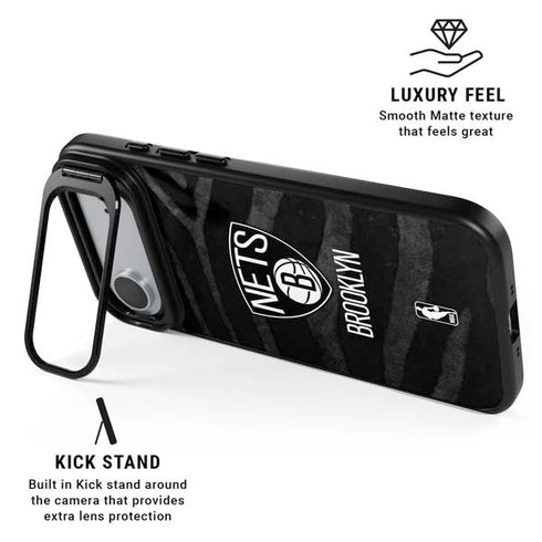 NBA Brooklyn Nets Black Animal Print iPhone 17 Air Kickstand Case
