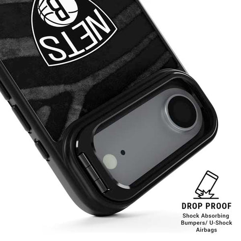 NBA Brooklyn Nets Black Animal Print iPhone 17 Air Kickstand Case