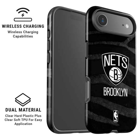 NBA Brooklyn Nets Black Animal Print iPhone 17 Air Magsafe Impact Case