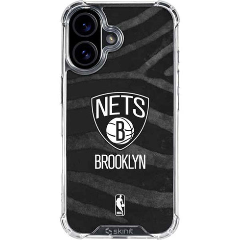 NBA Brooklyn Nets Black Animal Print iPhone 17 Clear Case