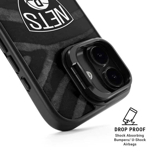 NBA Brooklyn Nets Black Animal Print iPhone 17 Kickstand Case