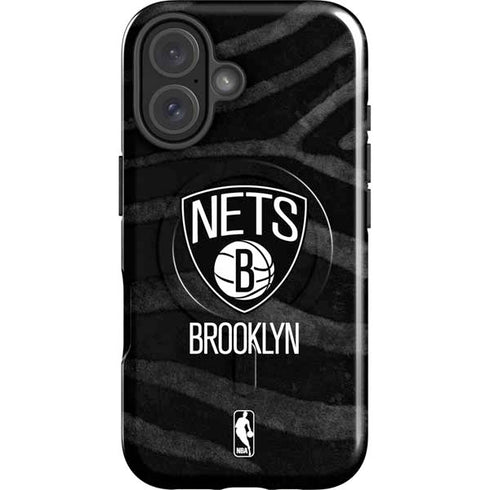 NBA Brooklyn Nets Black Animal Print iPhone 17 Magsafe Impact Case