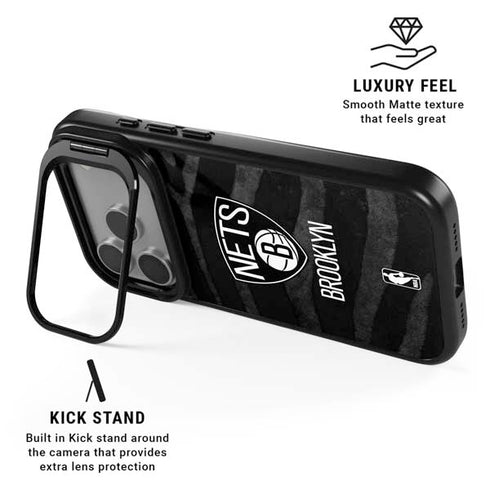 NBA Brooklyn Nets Black Animal Print iPhone 17 Pro Kickstand Case