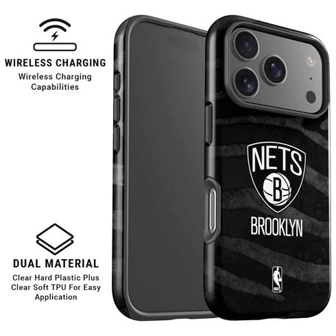 NBA Brooklyn Nets Black Animal Print iPhone 17 Pro Magsafe Impact Case